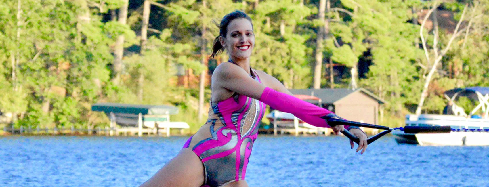 Water skiers in the winter